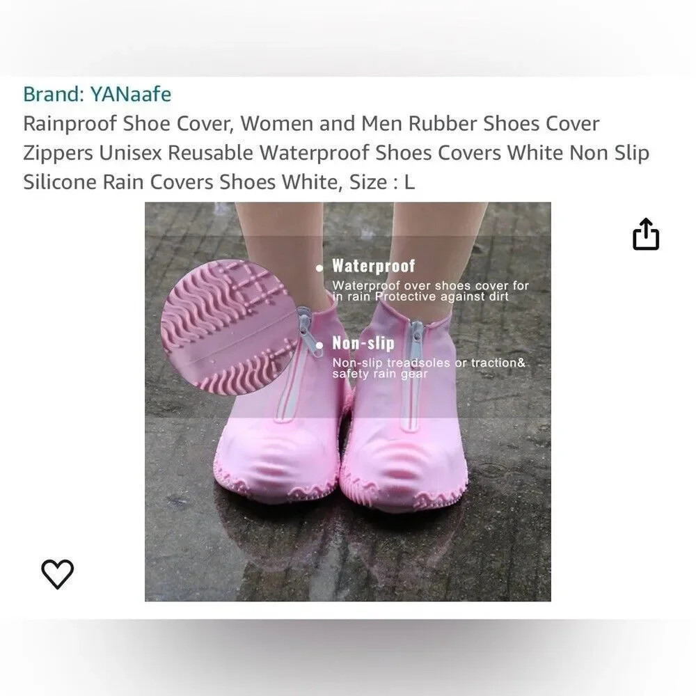 Yanaafe rain proof water cover size XL woman or men shoe cover‎
